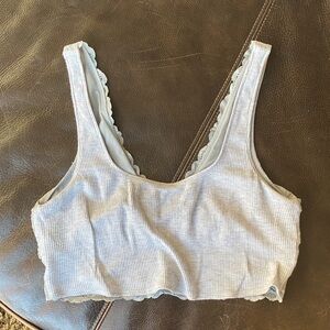 Aerie Light Gray Ribbed Lace Trim Bra
